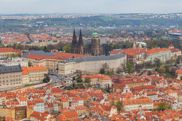 Obraz premium Panoramic view of old town with castle, Prague, Czech Republic