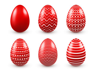 Easter eggs red set. Spring. Holidays in April. Gift. Seasonal celebration.Egg hunt. Sunday.
