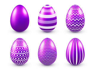 Easter eggs purple set. Spring. Holidays in April. Gift. Seasonal celebration.Egg hunt. Sunday.