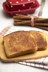 Classic Cinnamon Toast on a Rustic Wooden Table