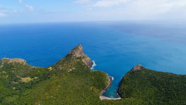 Aerial view of North Bay (North Head) on Lord Howe Island (World Heritage-listed paradise) - New South Wales - Tasman Sea - Australia from above, 4k UHD