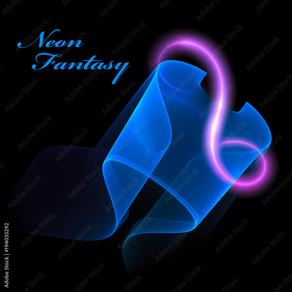 Aufkleber blue translucent shape with purple curl
