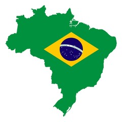 Map of Brazil with national flag