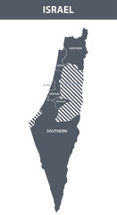 Israel map with administrative devision on regions