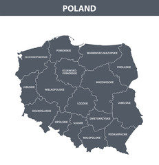 Fototapeta na wymiar Poland map with administrative devision on regions