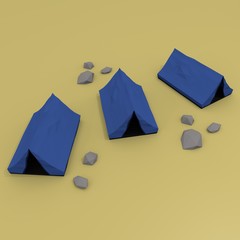 camping blue 3d lowpoly