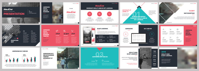 Presentation templates elements on a white red green background. Vector infographics. Use in Presentation, flyer and leaflet, corporate report, marketing, advertising, annual report, banner. - obrazy, fototapety, plakaty