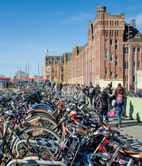 Many bicycles in Amsterdam.