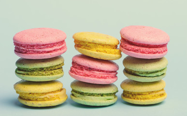 Sweet and colourful french macaroons or macaron