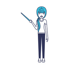 female teacher with pointing stick vector illustration design