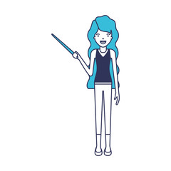 female teacher with pointing stick vector illustration design