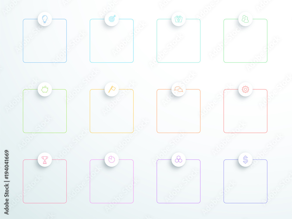 Aufkleber vector outlined 3d square text boxes with modern icons