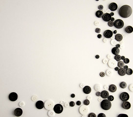 Black and White Buttons on plain background