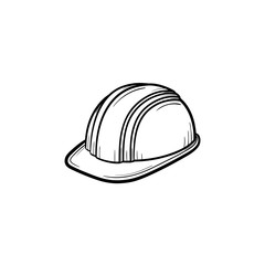 Engineer helmet hand drawn outline doodle icon. Hard hat vector sketch illustration for print, web, mobile and infographics isolated on white background. Manufacturing and consrtuction concept.