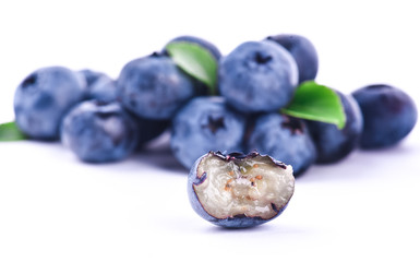 Freshly picked blueberries with drops of dew. Blueberries background
