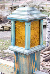Close-up photo of the decorative street lamp