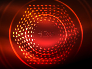 Glowing neon dotted shape abstract background, technology shiny concept design, magic space geometric background