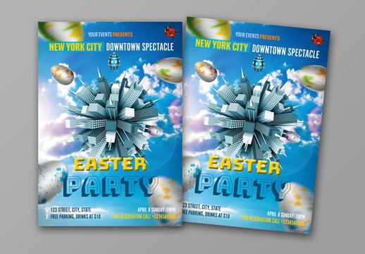 Cityscape Easter Party Flyer Layout 1