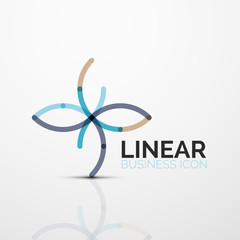 Outline minimal abstract geometric linear business icon made of line segments, elements