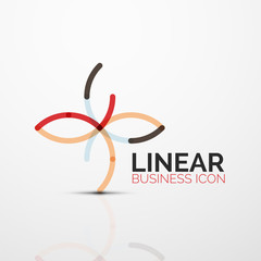 Outline minimal abstract geometric linear business icon made of line segments, elements