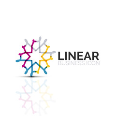 Abstract flower or star, linear thin line icon. Minimalistic business geometric shape symbol created with line segments