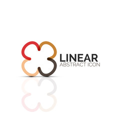 Abstract flower or star minimalistic linear icon, thin line geometric flat symbol for business icon design, abstract button or emblem