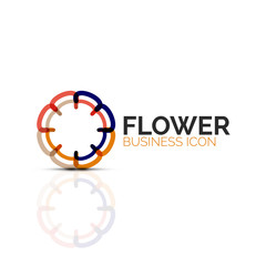 Abstract flower or star minimalistic linear icon, thin line geometric flat symbol for business icon design, abstract button or emblem