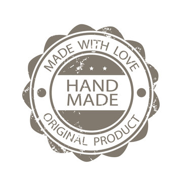 Rubber stamp icon. Hand made. Original product. Made with love.