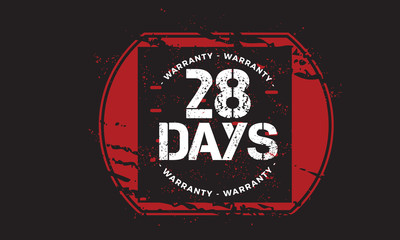 28 days warranty icon vintage rubber stamp guarantee