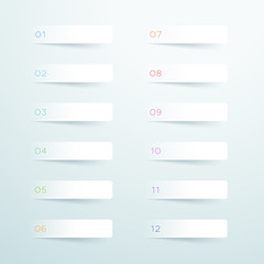 Vector Simple White Banners Number 1 to 12