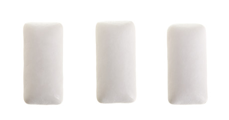 chewing or bubble gum isolated on white background. Top view