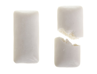two chewing or bubble gum isolated on white background. Top view