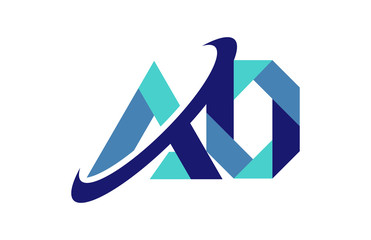 AO Ellipse Swoosh Ribbon Letter Logo