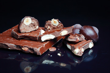 Chocolate with nuts.