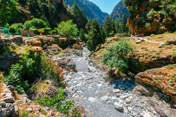 Hiking trail in Samaria Gorge in Central Crete, Greece