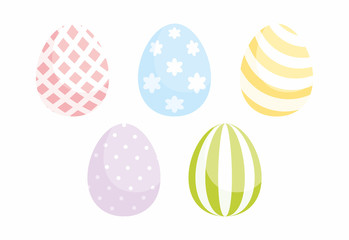 Colored Easter eggs set. Vector illustrations isolated on white background.