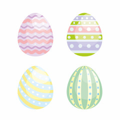 Colored Easter eggs set. Vector illustrations isolated on white background.