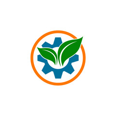 Gear And Leaf in Industrial Logo Template