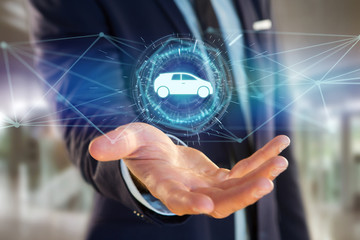 Car icon on a futuristic interface