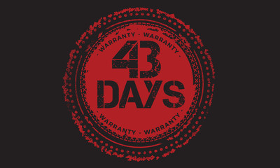 43 days warranty icon vintage rubber stamp guarantee