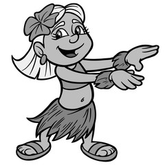 Hula Girl Illustration - A vector cartoon illustration of a Hula Girl mascot.