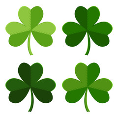 Green set of leaf clover icons. Vector illustration