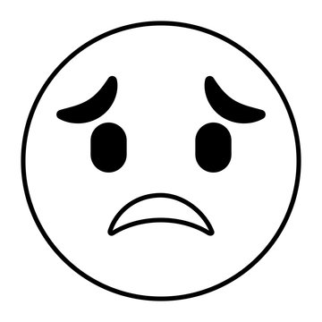 emoticon cartoon face sad expression vector illustration outline image