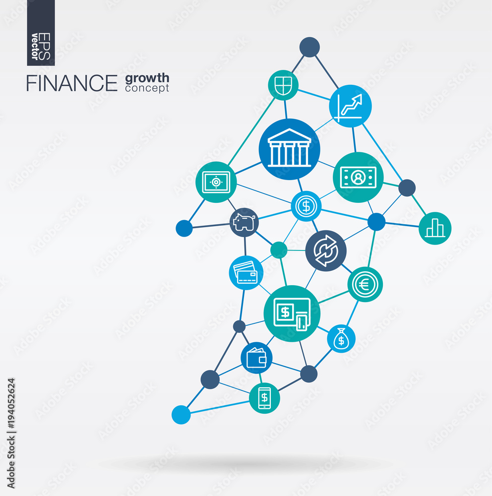 Aufkleber finance integrated thin line web icon. graph chart growth, progress and success in arrow up shape. d
