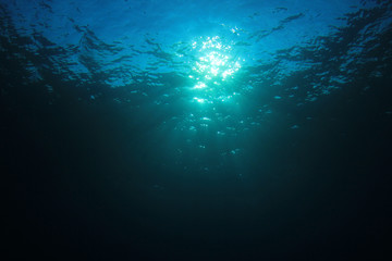 Fototapeta na wymiar Underwater sunlight background