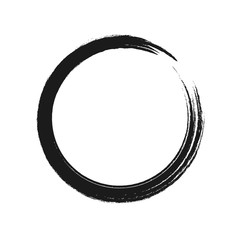 Black brush stroke in the form of a circle. Vector illustration - obrazy, fototapety, plakaty