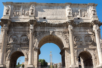 Fototapeta na wymiar Amazing view of Arch of Constantine near Colosseum in city of Rome, Italy