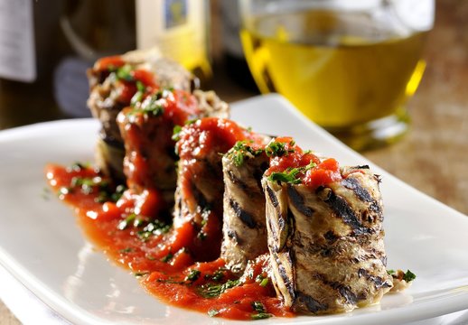 Eggplant roll stuffed with tuna escabeche