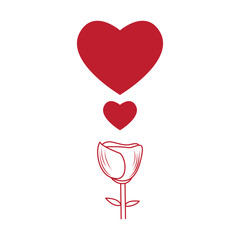 Heart shapes coming out from a flower