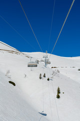 Funicular in ski resort at winter